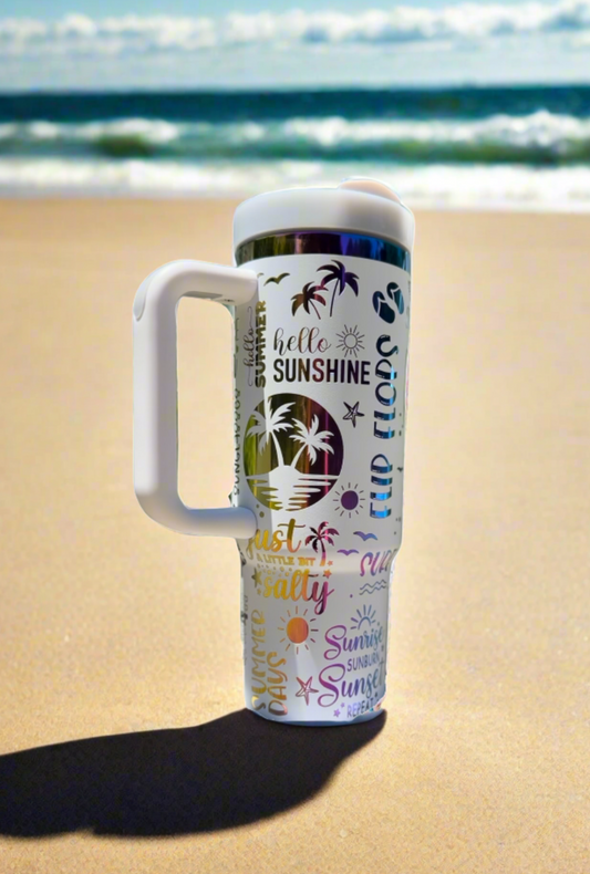 30oz. 'Beach Vibes' Laser Engraved Tumbler