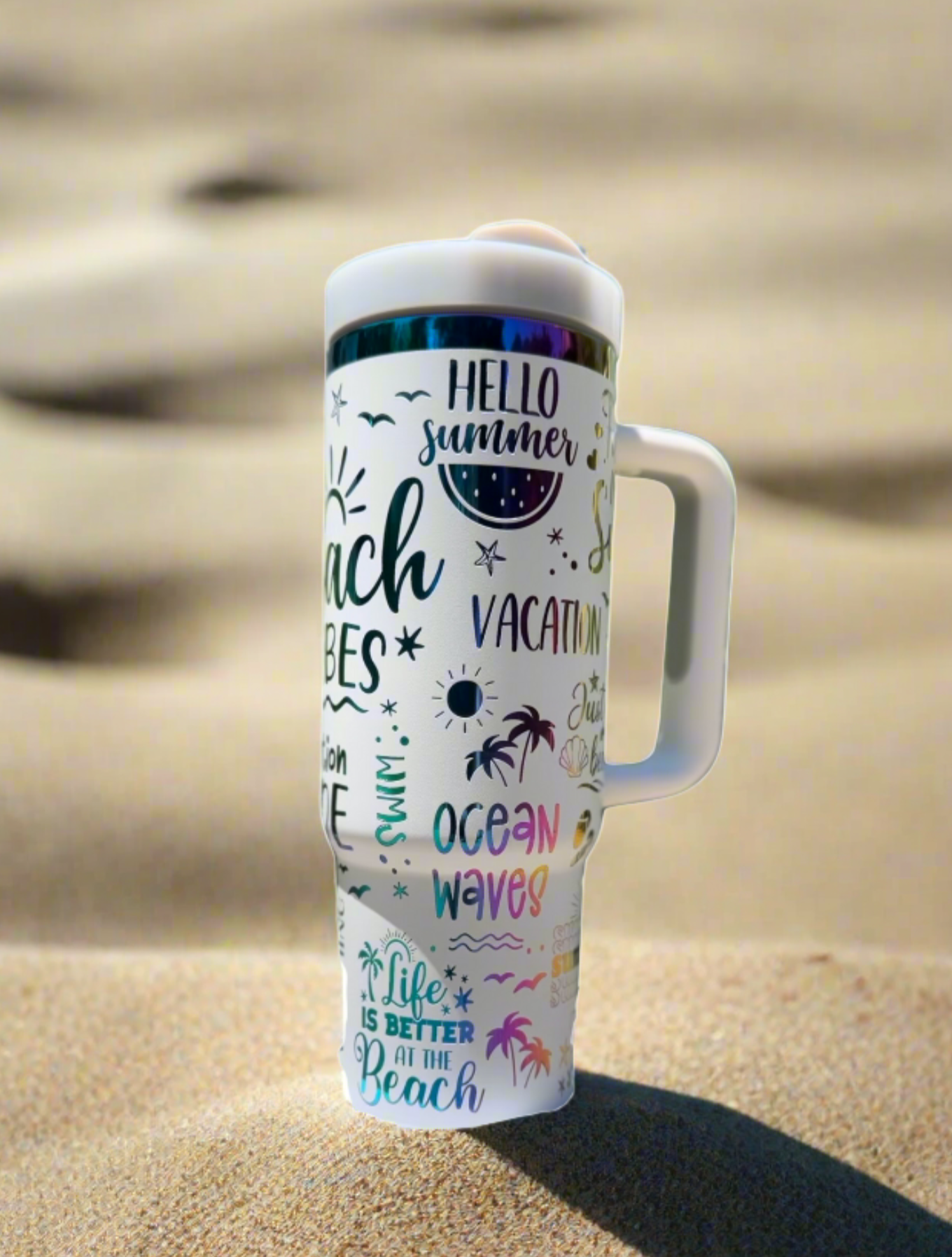 30oz. 'Beach Vibes' Laser Engraved Tumbler