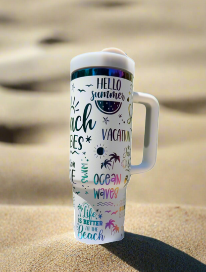 30oz. 'Beach Vibes' Laser Engraved Tumbler