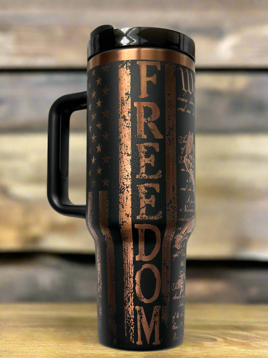 40 oz. Tumbler-Freedom Design on Copper Background